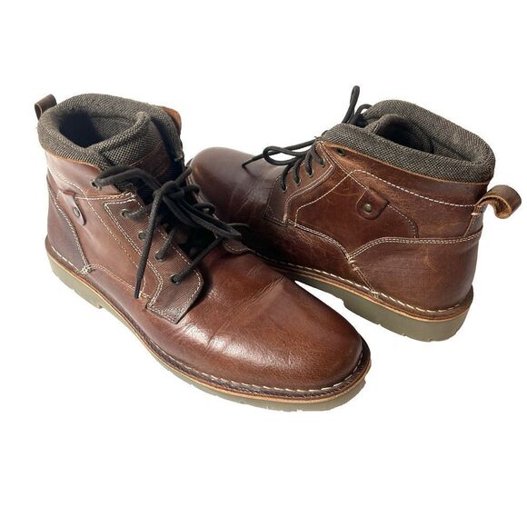 Steve Madden Brown Leather Chukka Boots Mens Sz 11 Combat Lace Up Comfort Casual - Picture 4 of 12